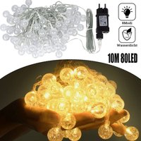 Froadp 10m Lichterketten Innen 80 LED Warmweiß Kristall Kugel String Lichte mit 8 Modi & Speicherfunktion IP44 Wasserdichte Transparent von FROADP