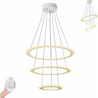 128W Kronleuchter led Pendelleuchte Kristall Hängeleuchte Moderne Deckenleuchte Drei Ringe Hängelampe Höehenverstellbar Deckenlampe für Schlafzimmer von FROADP