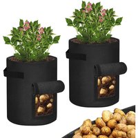 2 Stück 7 Gallonen Pflanzsack Kartoffelsack Tomaten Tasche Pflanzenwachstums Blumenkästen mit Sichtbarem Klettfenster & Festem Griff, Schwarz - Froadp von FROADP