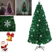 Froadp 210cm LED Weihnachtsbaum Künstlicher Glasfaser Illuminated Tree Leuchtende Weihnachtsbäum mit 260 Zweige & 32 LEDs & 32 Schneeflocke von FROADP