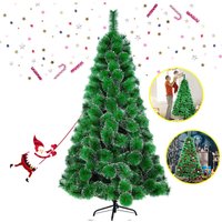 Froadp 240cm Schnee-Effekt Künstlicher Tannennadeln Weihnachtsbaum Künstliche Weihnachtsbäume Kiefernadel mit 450 Stück Zweige & Metall Ständer von FROADP