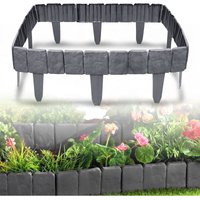 Froadp 25x23cm Rasenkante Kunststoff 15m T-Formig Beetumrandung Mähkante Steinoptik Palisade Beeteinfassung Garten Dekorativ Anthrazit, 60 Stück von FROADP