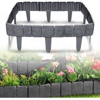 25x23cm Rasenkante Kunststoff 20m T-Formig Beetumrandung Mähkante Steinoptik Palisade Beeteinfassung Garten Dekorativ Anthrazit, 80 Stück - Froadp von FROADP