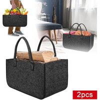 Froadp 2x Kaminholztasche Filztaschen Tragfähigkeit bis 30KG Vliesstoff Feuerholzkorb Faltbare Spielzeugtasche Kamintasche Widerstandsfähig Holzkörbe von FROADP