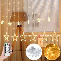 Froadp 3m Stern LED Vorhang Lichterketten Transparent Regenkette 8 Lichtmodi Lichtkette mit 138 LEDs & Fernbedienung Warmweiß Weihnachten Deko von FROADP