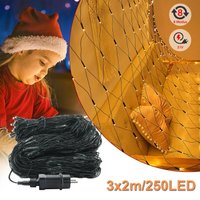 Froadp 3x2m Lichterketten LED Lichternetz IP44 Wasserdicht Lichterkette Vorhang mit 250 Warmweiß LEDs & Stecker Weihnachtsdeko Fairy Lights mit 8 von FROADP