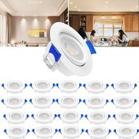 Einbauleuchten Decken, 230V led Deckenleuchte Flach Einbaustrahler Set, Deckenspots Haushalt, Ultraslim led Spots (20 Stück, 5W, Warmweiß) - Froadp von FROADP