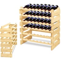 Weinregal aus Kiefern Holz Flaschenregal Stapelbar für 48 Flaschen 81 x 28 x 83 cm Getränkeregal Bodenstehend Weinregale Schmal Weinflaschenhalter von FROADP