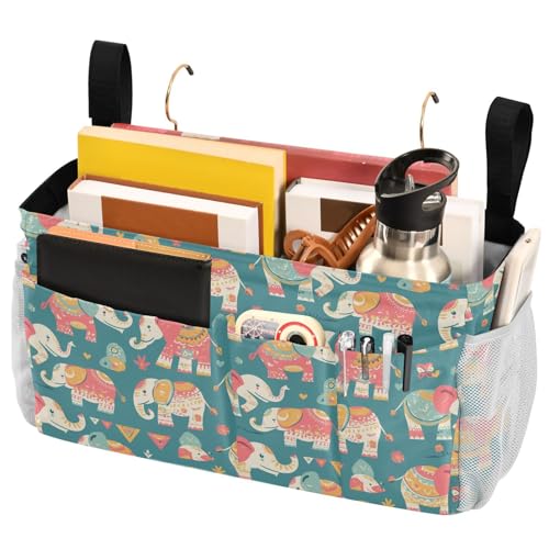FRODOTGV Bedside Caddies rotgoldener abstrakter Elefanten-Organizer mit Taschen für Zuhause, Wohnheim, Etagenbett FRODOTGV Bedside Caddies rotgoldener abstrakter Elefanten-Organizer mit Taschen für Zuhause, Wohnheim, Etagenbett von FRODOTGV