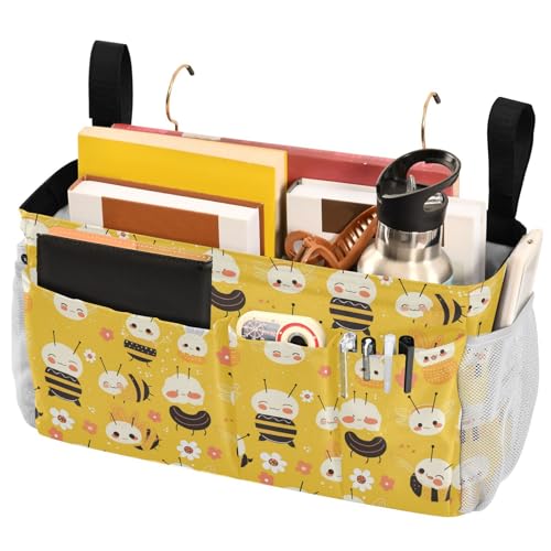 FRODOTGV Bees on Yellow Bedside Caddy Aufbewahrungstasche mit großen Taschen und Flaschenhalter-Aufbewahrungstaschen, Tasche für Bücher, Handys, Schlüssel, Brillen, Zeitschriften FRODOTGV Bees on Yellow Bedside Caddy Aufbewahrungstasche mit großen Taschen und Flaschenhalter-Aufbewahrungstaschen, Tasche für Bücher, Handys, Schlüssel, Brillen, Zeitschriften von FRODOTGV