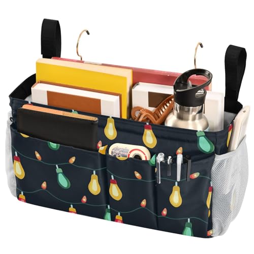 FRODOTGV Bunte Weihnachts-Glühbirnen, Nachttisch-Organizer, Taschen mit großen Taschen und Flaschenhalter für Zuhause, Wohnheim, Etagenbett FRODOTGV Bunte Weihnachts-Glühbirnen, Nachttisch-Organizer, Taschen mit großen Taschen und Flaschenhalter für Zuhause, Wohnheim, Etagenbett von FRODOTGV