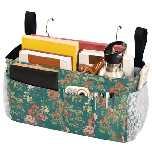 FRODOTGV Bunte kleine Liberty Blooming Green Nachttisch-Caddy mit großen Taschen und Flaschenhalter, hängende Organizer-Taschen für Fernbedienungen, Handy, Studentenwohnheim, Camp, Babybettgitter FRODOTGV Bunte kleine Liberty Blooming Green Nachttisch-Caddy mit großen Taschen und Flaschenhalter, hängende Organizer-Taschen für Fernbedienungen, Handy, Studentenwohnheim, Camp, Babybettgitter von FRODOTGV
