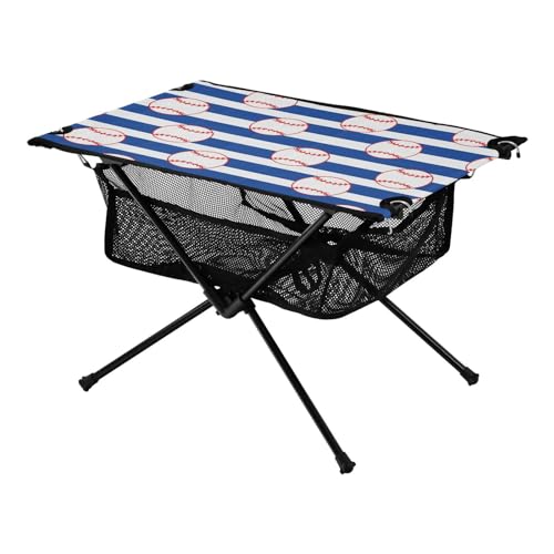 FRODOTGV Camping-Tische mit blauen Streifen, langlebig, tragbar, Strandtisch mit Tragetasche, für Wandern, Picknick, Urlaub von FRODOTGV