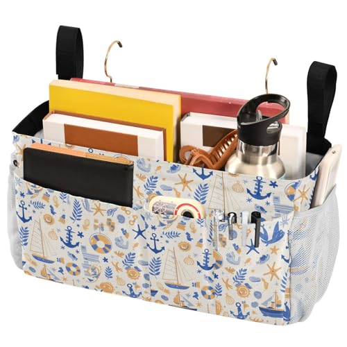 FRODOTGV Cartoon-Nachttisch-Caddy mit Taschen, handgezeichneter Ozean-Marine-Nachttisch-Organizer für Etagenwohnheime und Krankenhausbettgitter FRODOTGV Cartoon-Nachttisch-Caddy mit Taschen, handgezeichneter Ozean-Marine-Nachttisch-Organizer für Etagenwohnheime und Krankenhausbettgitter von FRODOTGV