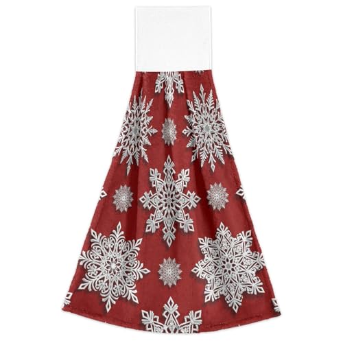 FRODOTGV Küchenhandtücher mit Aufhängeschlaufen Weihnachten Rot Silber Schneeflocken Saugfähige Geschirrtücher Kind Waschlappen Spa 2er Set FRODOTGV Küchenhandtücher mit Aufhängeschlaufen Weihnachten Rot Silber Schneeflocken Saugfähige Geschirrtücher Kind Waschlappen Spa 2er Set von FRODOTGV