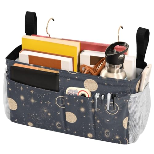 FRODOTGV Mandala Moon Sun Sternzeichen Nachttisch Caddy Aufbewahrungstasche Hängender Organizer mit festen Riemen und Wasserflaschenhalter für Zuhause, Wohnheim, Etagenbett von FRODOTGV