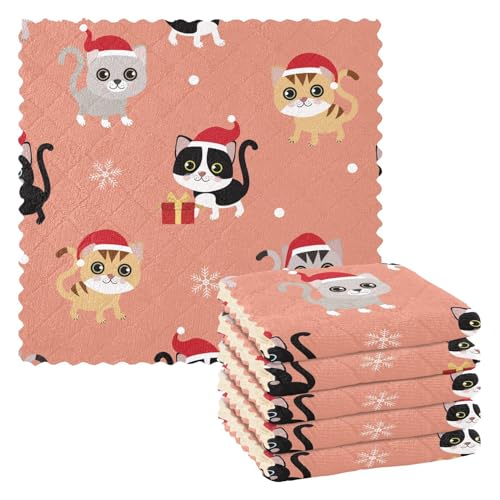 FRODOTGV Mikrofaser Küchentücher Kätzchen und Geschenk Hintergrund hell wiederverwendbar Frottee Küche Geschirrtücher Frottee Küchenhandtücher 6 Stück Küche Geschirrtücher Baumwolle von FRODOTGV