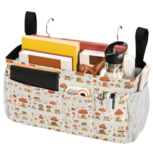 FRODOTGV Nachttisch-Aufbewahrungs-Caddy, verschiedene lustige Frösche, Safari-Pilz, Prinzessin, hängende Organizer-Taschen mit Taschen für Zuhause, Etagenbett, Schlafsaal, Sofa von FRODOTGV