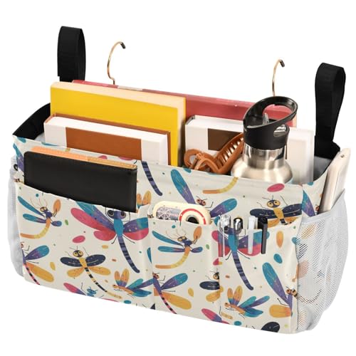 FRODOTGV Nachttisch-Aufbewahrungsbeutel mit Libellenmuster, mit großen Taschen und Flaschenhalter für Schlafzimmer, Dachboden, Zelt, Vorhang, Etagenbett, Regalzubehör FRODOTGV Nachttisch-Aufbewahrungsbeutel mit Libellenmuster, mit großen Taschen und Flaschenhalter für Schlafzimmer, Dachboden, Zelt, Vorhang, Etagenbett, Regalzubehör von FRODOTGV