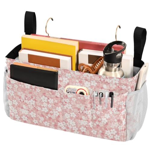 FRODOTGV Nachttisch-Aufbewahrungskorb mit Taschen, hängende Organizer-Taschen für Zuhause, Etagenbett, Schlafsaal, Sofa, Kirschblüten von FRODOTGV