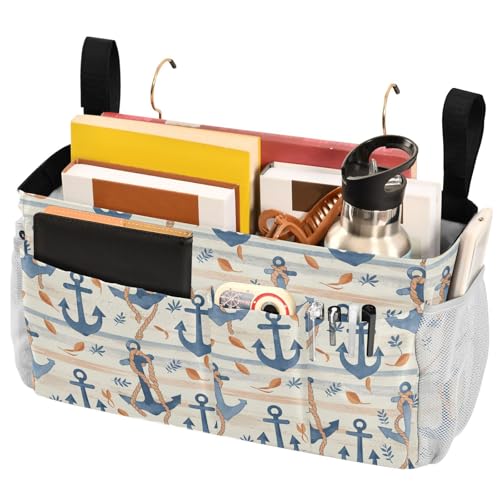 FRODOTGV Nachttisch-Aufbewahrungstasche, marineblau, gestreiftes Seil und Ozean-Aquarell-Hänge-Organizer-Taschen mit festen Gurten und Wasserflaschenhalter für Studentenwohnheimzimmer, Krankenhaus FRODOTGV Nachttisch-Aufbewahrungstasche, marineblau, gestreiftes Seil und Ozean-Aquarell-Hänge-Organizer-Taschen mit festen Gurten und Wasserflaschenhalter für Studentenwohnheimzimmer, Krankenhaus von FRODOTGV