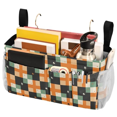 FRODOTGV Nachttisch-Aufbewahrungstasche mit großen Taschen und Flaschenhalter, Hängeorganizer für Etagenbett-Zubehör, Schlafsaal-Aufbewahrung, Büffelkariert, Grün, Schwarz, Cartoon FRODOTGV Nachttisch-Aufbewahrungstasche mit großen Taschen und Flaschenhalter, Hängeorganizer für Etagenbett-Zubehör, Schlafsaal-Aufbewahrung, Büffelkariert, Grün, Schwarz, Cartoon von FRODOTGV