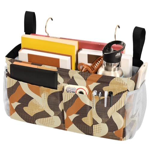 FRODOTGV Nachttisch-Caddy, Aufbewahrungstasche, Aufbewahrungstasche mit festen Riemen und Wasserflaschenhalter, für Zuhause, Etagenbett, Schlafsaal, Sofa, Braun von FRODOTGV