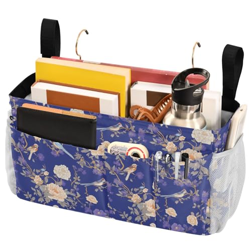 FRODOTGV Nachttisch-Caddy-Aufbewahrungstasche mit festen Riemen und Wasserflaschenhalter, Hängeorganizer für Brillen, Bücher, Handys, Schlüssel, Aquarell, Blumenmuster, Vintage-Muster, Blumen, Vögel FRODOTGV Nachttisch-Caddy-Aufbewahrungstasche mit festen Riemen und Wasserflaschenhalter, Hängeorganizer für Brillen, Bücher, Handys, Schlüssel, Aquarell, Blumenmuster, Vintage-Muster, Blumen, Vögel von FRODOTGV