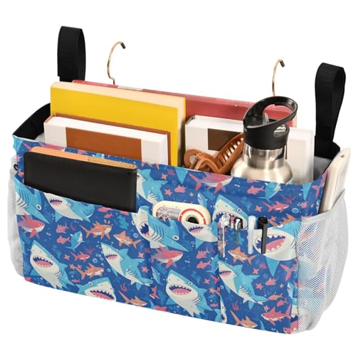 FRODOTGV Nachttisch-Caddy-Aufbewahrungstasche mit großen Taschen und Flaschenhalter, hängende Organizer-Taschen für Etagen- und Krankenhausbetten, Schlafsäle, Bettgitter, Ozean, Hai, Masco FRODOTGV Nachttisch-Caddy-Aufbewahrungstasche mit großen Taschen und Flaschenhalter, hängende Organizer-Taschen für Etagen- und Krankenhausbetten, Schlafsäle, Bettgitter, Ozean, Hai, Masco von FRODOTGV