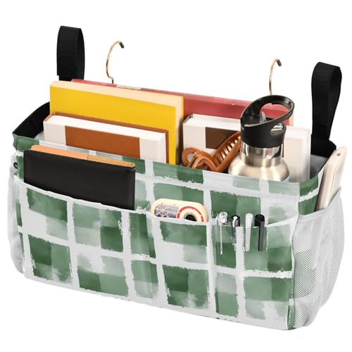 FRODOTGV Nachttisch-Caddy-Aufbewahrungstasche mit großen Taschen und Flaschenhalter, hängende Organizer-Taschen für Zeitschriften, Tablet, Telefon, Schokoladenbüffel, kariert, Grün FRODOTGV Nachttisch-Caddy-Aufbewahrungstasche mit großen Taschen und Flaschenhalter, hängende Organizer-Taschen für Zeitschriften, Tablet, Telefon, Schokoladenbüffel, kariert, Grün von FRODOTGV