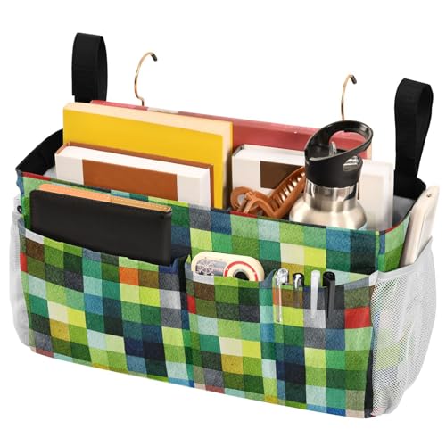 FRODOTGV Nachttisch-Caddy mit Taschen, hängende Organizer-Taschen für Schlafzimmer, Dachboden, Zelt, Vorhang, Etagenbett, Regal, Zubehör, Büffelkariert, Grün FRODOTGV Nachttisch-Caddy mit Taschen, hängende Organizer-Taschen für Schlafzimmer, Dachboden, Zelt, Vorhang, Etagenbett, Regal, Zubehör, Büffelkariert, Grün von FRODOTGV
