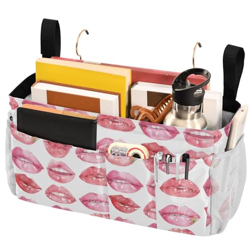 FRODOTGV Nachttisch-Caddy mit festen Gurten und Wasserflaschenhalter, Aufbewahrungstaschen, Tasche für Nachttisch und Etagenbett, Regal, Kiss Me Female Lips, Aquarell FRODOTGV Nachttisch-Caddy mit festen Gurten und Wasserflaschenhalter, Aufbewahrungstaschen, Tasche für Nachttisch und Etagenbett, Regal, Kiss Me Female Lips, Aquarell von FRODOTGV