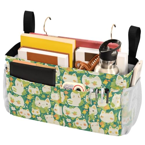FRODOTGV Nachttisch-Caddy mit festen Riemen und Wasserflaschenhalter, Organizer-Taschen, kann für Bücher, Handys, Schlüssel, Brillen, Zeitschriften, Cartoon-Katze, Häschen und Blumen, Grün FRODOTGV Nachttisch-Caddy mit festen Riemen und Wasserflaschenhalter, Organizer-Taschen, kann für Bücher, Handys, Schlüssel, Brillen, Zeitschriften, Cartoon-Katze, Häschen und Blumen, Grün von FRODOTGV