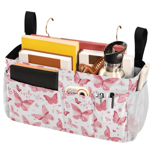 FRODOTGV Nachttisch-Organizer mit Taschen, Organizer-Taschen für Studentenwohnheim, Krankenhaus, Babybett und Camp, Schmetterlinge auf weiß-rosa FRODOTGV Nachttisch-Organizer mit Taschen, Organizer-Taschen für Studentenwohnheim, Krankenhaus, Babybett und Camp, Schmetterlinge auf weiß-rosa von FRODOTGV