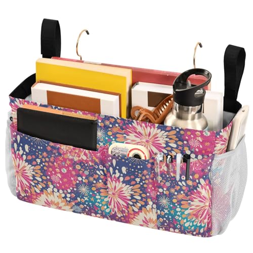 FRODOTGV Nachttisch-Organizer mit niedlichem Kuh-Motiv, mit großen Taschen und Flaschenhalter für Bücher, Handys, Schlüssel, Wasserflasche von FRODOTGV