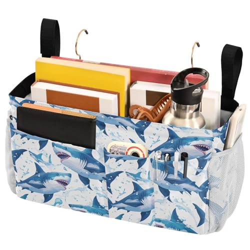 FRODOTGV Ocean Shark Masco Nachttischaufbewahrung mit Taschen, Hängeorganizer für Schlafsaal, Etagenbett, Loft, Krankenhausbett FRODOTGV Ocean Shark Masco Nachttischaufbewahrung mit Taschen, Hängeorganizer für Schlafsaal, Etagenbett, Loft, Krankenhausbett von FRODOTGV