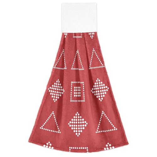 FRODOTGV Weihnachtliche rot-weiße geometrische Formen, saugfähige Küchenhandtücher mit Aufhängeschlaufen, Set mit 2 Kinderwaschlappen, Spa-Geschirrtücher FRODOTGV Weihnachtliche rot-weiße geometrische Formen, saugfähige Küchenhandtücher mit Aufhängeschlaufen, Set mit 2 Kinderwaschlappen, Spa-Geschirrtücher von FRODOTGV