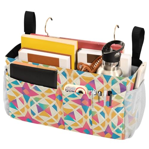 FRODOTGV Yellow Star Nachttisch-Caddy Aufbewahrungstasche zum Aufhängen mit festen Gurten und Wasserflaschenhalter für Zuhause, Etagenbett, Schlafsaal, Sofa von FRODOTGV