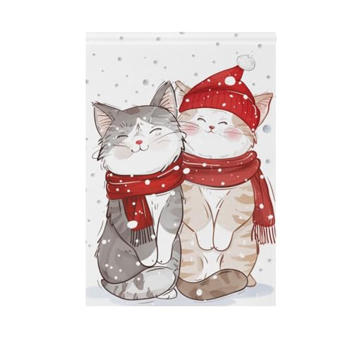 Gartenflagge, niedliche glückliche Paarkatze in rotem Weihnachtsschal, Banner, doppelseitiger Druck für Hof-Party-Dekoration, Outdoor-Hausdekoration, 30,5 x 45,7 cm Gartenflagge, niedliche glückliche Paarkatze in rotem Weihnachtsschal, Banner, doppelseitiger Druck für Hof-Party-Dekoration, Outdoor-Hausdekoration, 30,5 x 45,7 cm von FRODOTGV