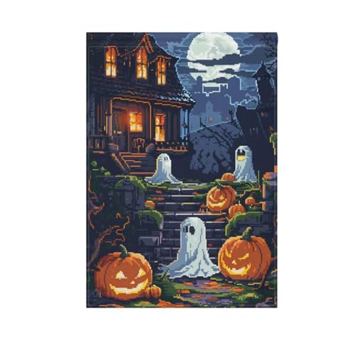 Home Garden Flagge, Halloween Pixel Kürbisse und Geister, Banner Doppelseitiger Druck für Außen Terrasse Rasen Bauernhaus Bauernland Urlaub Dekoration 30,5 x 45,7 cm Home Garden Flagge, Halloween Pixel Kürbisse und Geister, Banner Doppelseitiger Druck für Außen Terrasse Rasen Bauernhaus Bauernland Urlaub Dekoration 30,5 x 45,7 cm von FRODOTGV