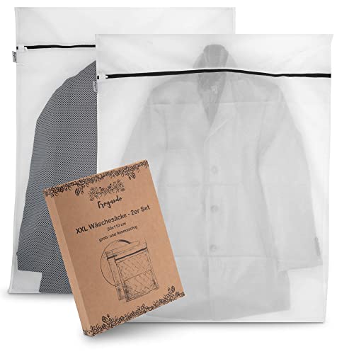 FROGANDO XXL Wäschesäcke 2er Set - 90x110 cm - XXL Wäschenetze für die Waschmaschine - grob und fein - 2 Stück Wäschesäcke mit Reißverschluss - 2er Pack (90 x 110) von FROGANDO