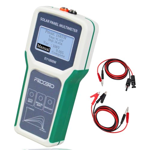 FrogBro 1800W Solarpanel Tester Photovoltaik Panel Multimeter Verbesserter Stil EY-1800W mit Ultraklarem LCD Display, Smart MPPT Tool zur Fehlersuche bei Leerlaufspannung für Solar PV Tests von FROGBRO