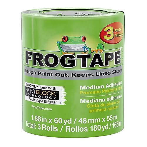 FROGTAPE 240661 Malerband für mehrere Oberflächen, mit Malerblock, mittlere Haftung, 4,5 cm x 5,5 m, grün, 3 Rollen von FROGTAPE
