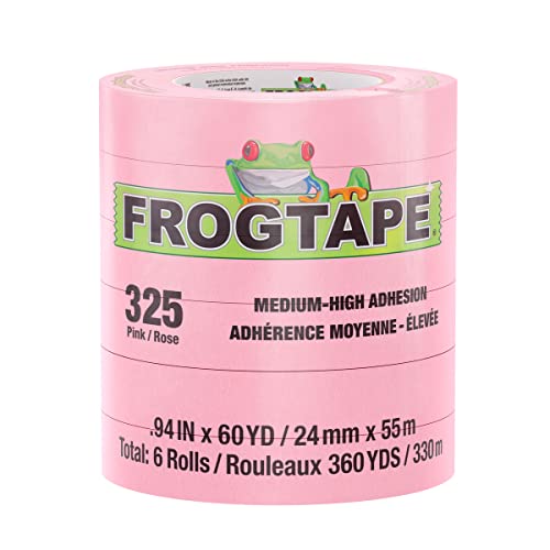 FROGTAPE 325 Pink Performance Grade Masking Tape [mittlere bis hohe Haftung]: 0.94 in. x 60 yds. (Rosa) / 6-pack von FROGTAPE