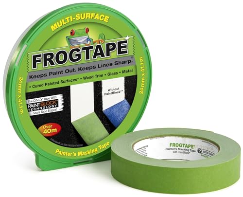 Frog Tape Maler-Kreppband für verschiedene Oberflächen, 24 mm x 41,1 m Für Innenmalerei und Dekoration für scharfe Linien ohne Auslaufen von Farbe. von FROGTAPE
