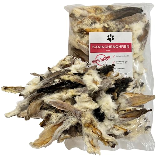 FROKI Premium Kaninchenohren mit Fell für große & kleine Hunde 250g | 100% Kaninchen | 100% Natürlich | Futter-Snack | Hunde-Leckerlis | Natur-Kausnack | Zahnpflege | ohne Zusatzstoffe von FROKI