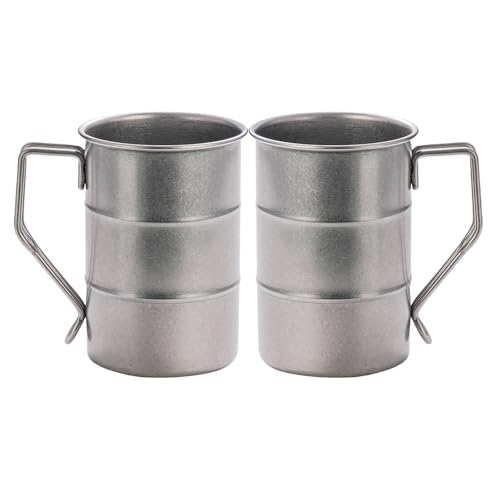 2 Stück Edelstahl Ölfässer Becher für Milch Industriestile Bierkrug mit Griff Wasserbecher Trinkwerkzeug 2 Stück Edelstahl Ölfässer Becher für Milch Industriestile Bierkrug mit Griff Wasserbecher Trinkwerkzeug von FROMCEO