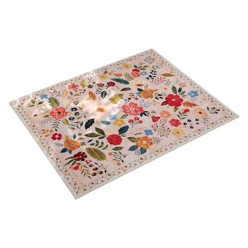 Waschbarer Teppich mit floralem Design, weicher und strapazierfähiger Teppich, luxuriöse Haptik, für Barfußläufe, rutschfeste Badematte von FROMCEO