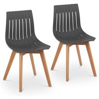 Generalüberholt] Stuhl 2er Set bis 150 kg Lehnstuhl Kunststoff Holzbeine Buche grau Designstuhl - gut von FROMM & STARCK