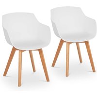 Fromm&starck - Stuhl 2er Set Lehnstuhl weiß Kunststoff Holzbeine Buche bis 150 kg Designstuhl von FROMM & STARCK